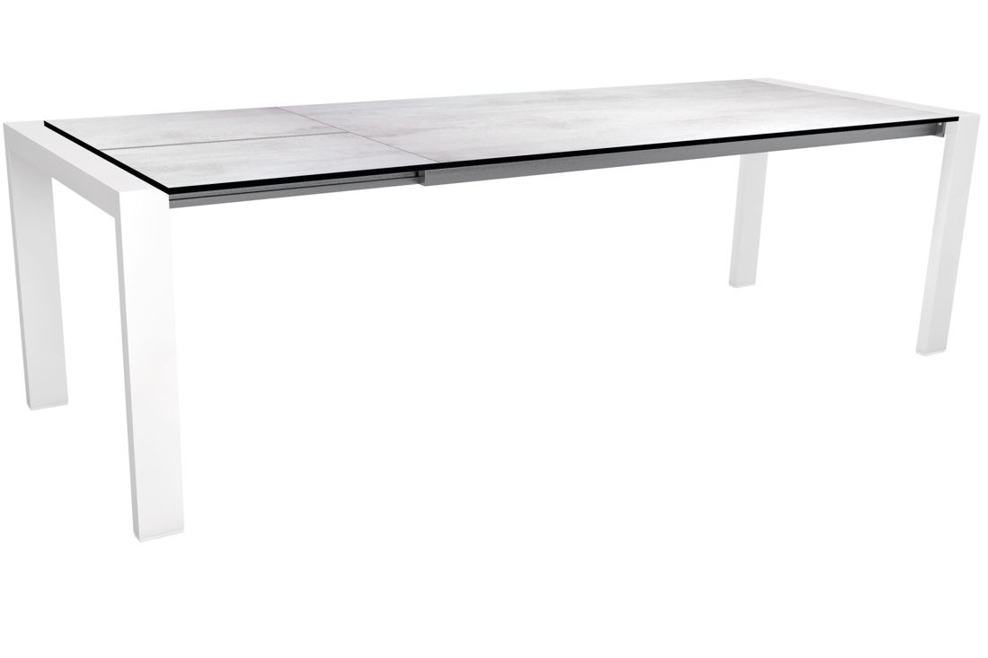 Stern Ausziehtisch 200/260x90 cm Select Aluminium - Silverstar Zement hell weiß