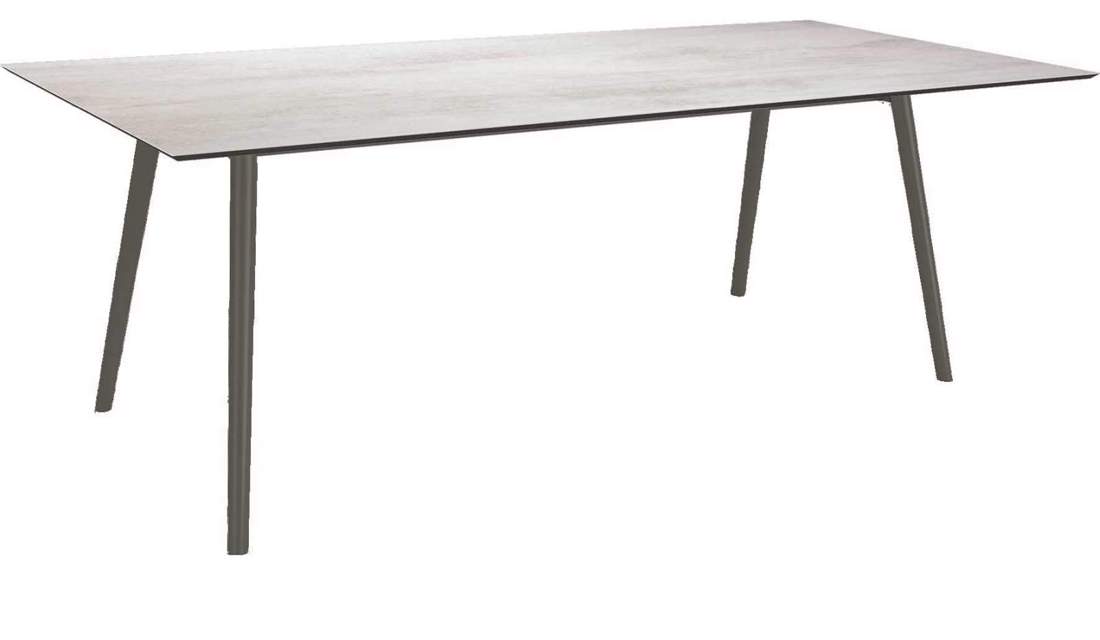 Stern Tisch 220x100cm Interno Rundrohr Aluminium - anthrazit Silverstar Zement hell